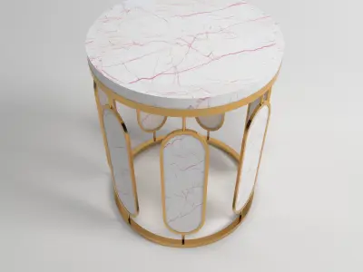 table 3d model gold and marble side Free low-poly 3D model