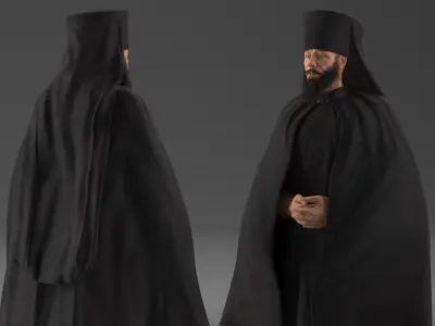 Orthodox Monk Fully Dressed Rigged 3D model