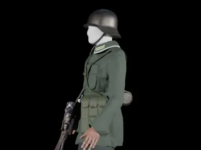 World War 2 German Soldier - Rigged Low-poly 3D model
