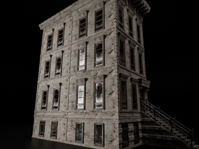 BROOKLYN BROWNSTONE REGULAR OLD BUILDING 003 Low-poly 3D model
