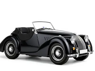 Classic Black Morgan Car with Shiny Finish Low-poly 3D model