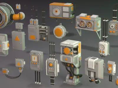 Wall Electric Props 1 - 20 pieces 3D model