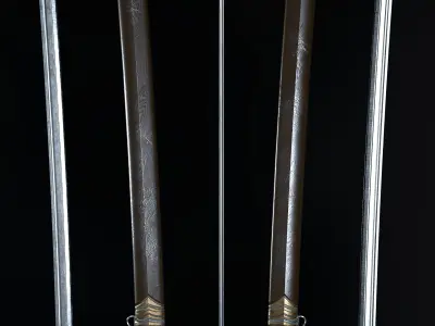 Long Sword Melee Weapon Low-poly 3D model