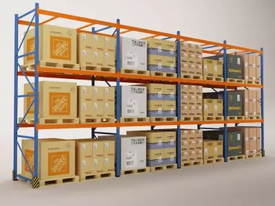 Warehouse Rack Storage 07 3D model