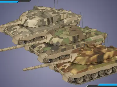 Challenger II LowPoly Model-6 Skins-4K textures-Rigged-Tank Low-poly 3D model