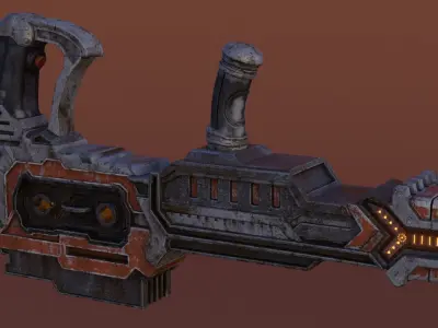 Sci-fi Heavy Blaster Low-poly 3D model
