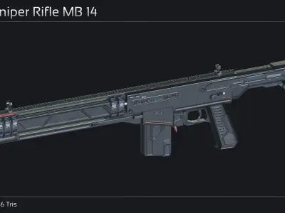 Scifi Sniper Rifle MB 14 Low-poly 3D model