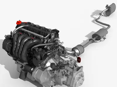 Engine with Transmission Exhaust 3D model