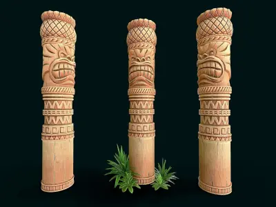 Stylized Wood Totem 11 Low-poly 3D model