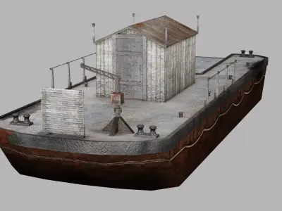 Tugboat Hquality Model fishing boat 3D Model Low-poly 3D model