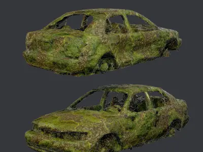 Apocalyptic Damaged Destroyed Vehicle Car Game Ready 05 Low-poly 3D model
