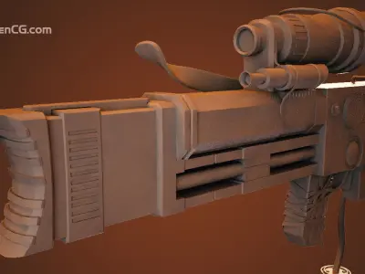 Highpoly Steampunk Rifle Free 3D model