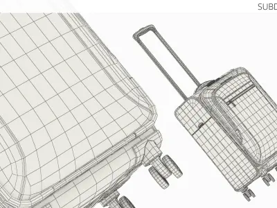 Red Combination Lock on Blue Suitcase 3D model