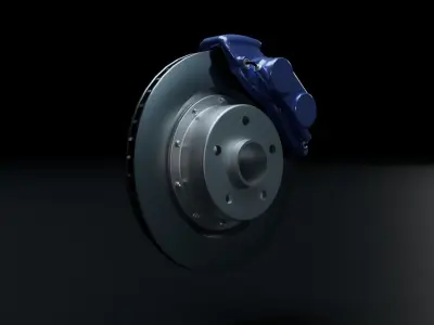 4 piston sport disc brakes Low-poly 3D model