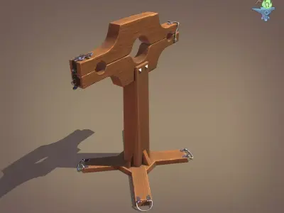 Pilori wooden cross Low-poly 3D model
