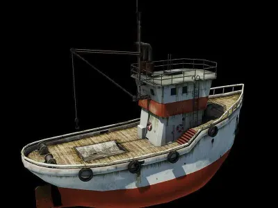 Fishing Boat Low-poly 3D model