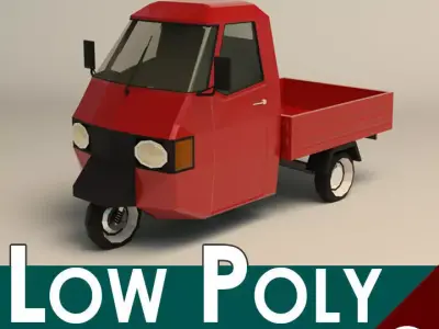 Low Poly Three Wheeled Pickup 02 Low-poly 3D model
