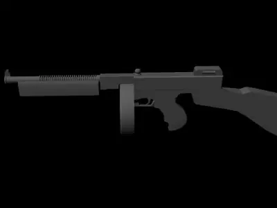 Thompson Machine Gun Low-poly 3D model