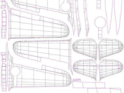  Curtiss P40-B Aircraft WWII Low-poly 3D model