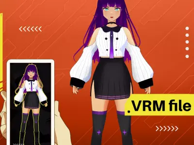 VRM CUTE UNIFORM MODERN STYLE URBAN OUTFIT GIRL VROID 3D model