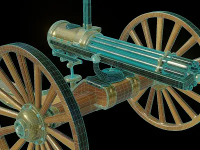 Gatling Gun Low-poly 3D model
