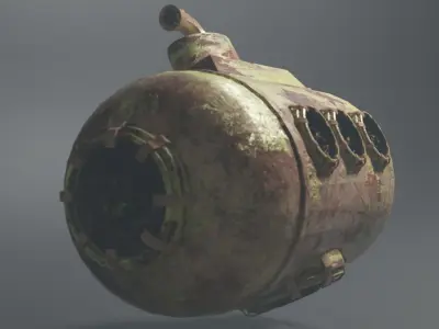 Old Rusty Submarine 3D model