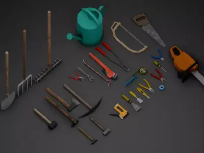 25 PSX Tools bundle Free low-poly 3D model