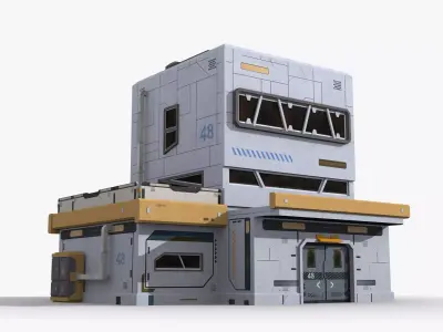 Sci-Fi Industrial x3 Low-poly 3D model