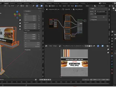 Billboard Fast Food 3D Model Low-poly 3D model