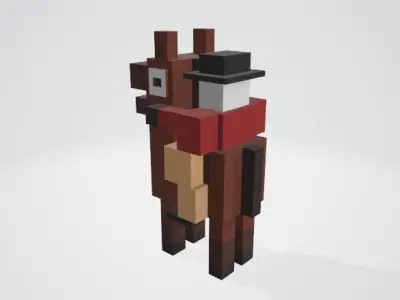 Crossy Road type game Horse and Rider Low-poly 3D model