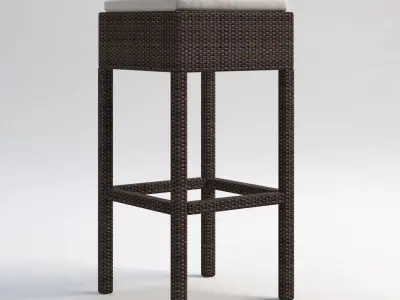 Wicker Rattan Outdoor Bistro Table and Stool Set 3D model