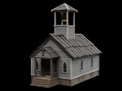 WILD WEST WESTERN CHURCH CHAPEL CATHEDRAL TEMPLE COLLECTION Low-poly 3D model