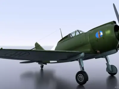 Re2000 Falco I - Catapult version - Rigged Low-poly 3D model