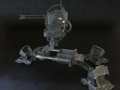 Turret Sentry Game Ready PBR Textures Low-poly 3D model