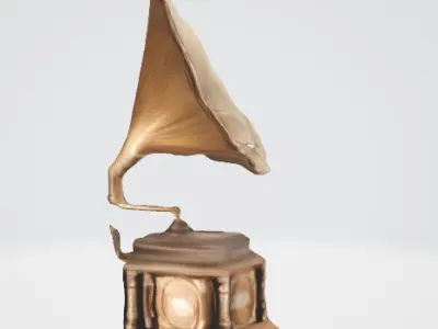 Damaged Vintage Gramophone 3D Model 3D model