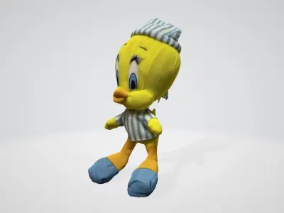 Tweety stuffed toy duck with stripes 3D model