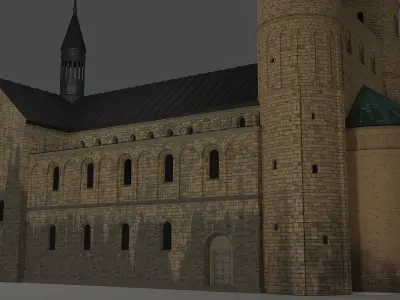 German church of Saint Cyriakus Low-poly 3D model