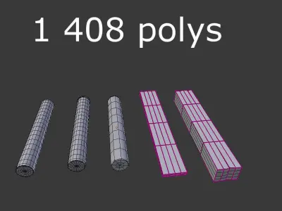 5 low poly wood pieces pack Low-poly 3D model