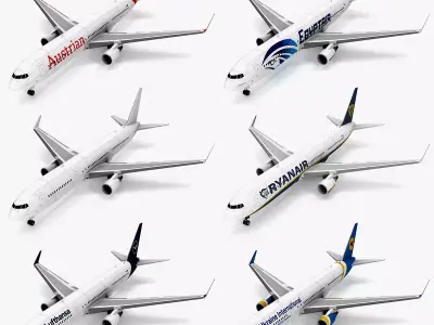 Boeing 767-300ER Airlines Set Low-poly 3D model