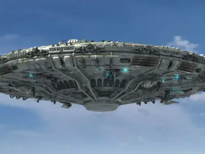 UFO Model spaceship flying in sky 3D model