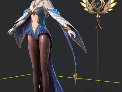 Female Archmage Low-poly 3D model