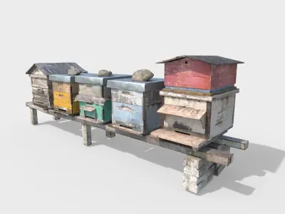 Old Bee Hives 3D model