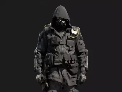 Sci-Fi Hooded Spec-Ops Low-poly 3D model