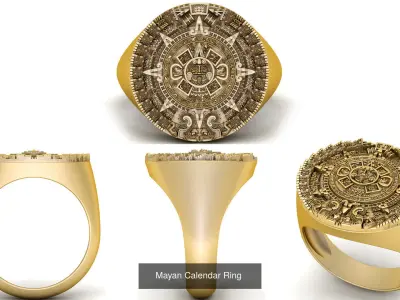 Mayan Calendar Rings Combo 3D Model Collection