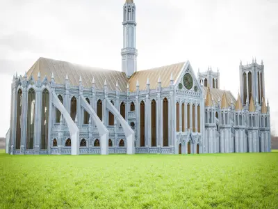 GOTHIC CATHEDRAL SET Low-poly 3D model