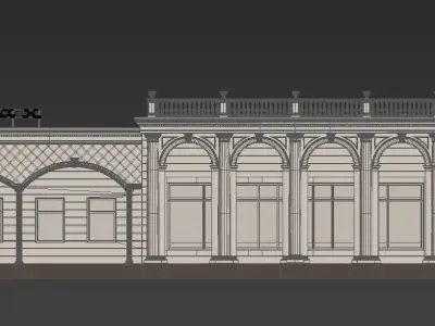 Commercial building facade exterior 3D model