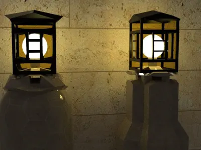 fence lights Low-poly 3D model