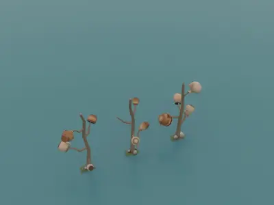 Low poly earthenware vases and pots Low-poly 3D model