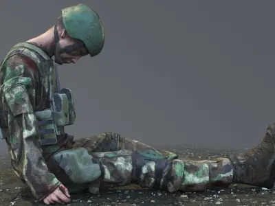 Fallen Soldier 2 Low-poly 3D model