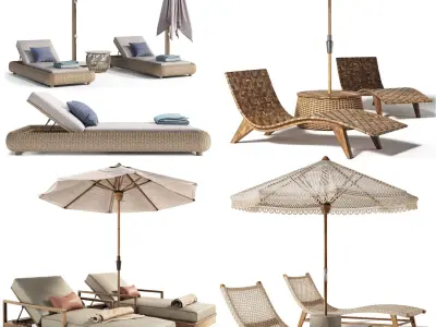 Ultimate Outdoor Poolside Landscape Assets - Mega Bundle Furniture Water Features 3D model